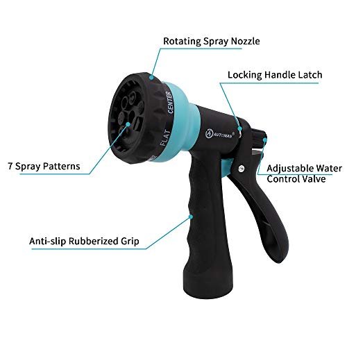 AUTOMAN Recoil Garden Water Hose 50 ft, EVA Curly Water Hose with Brass Connectors,Garden Hose Coil,Includes 7-Pattern Function Sprayer,Retractable,Corrosion Resistant Garden Coil Hose.