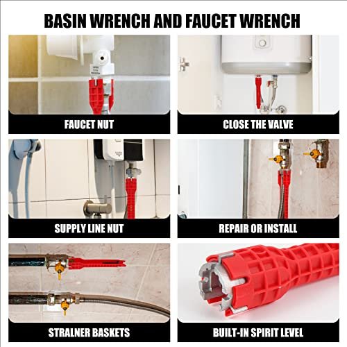Basin Wrench,8 in 1 Faucet Wrench and Sink Wrench Installer Multi Tool,Multi-Purpose