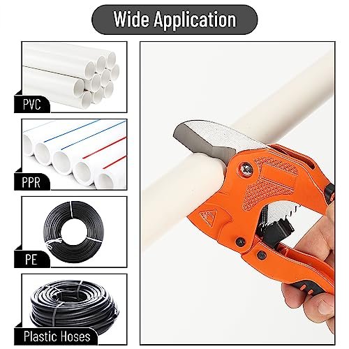 Bates- PVC Pipe Cutter, Cuts up to 1-1/4", Ratcheting PVC Pipe Cutter Tool, Pipe Cutters PVC, PVC Pipe Shears, PVC Cutter, Plastic Pipe Cutter, PEX Pipe Cutter, PVC Cutter Tool, PVC Ratchet Cutter
