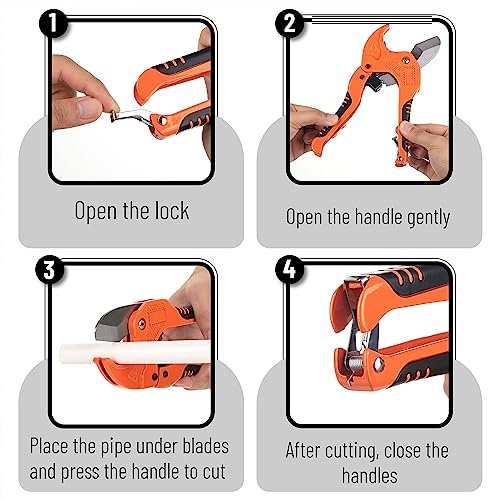 Bates- PVC Pipe Cutter, Cuts up to 1-1/4", Ratcheting PVC Pipe Cutter Tool, Pipe Cutters PVC, PVC Pipe Shears, PVC Cutter, Plastic Pipe Cutter, PEX Pipe Cutter, PVC Cutter Tool, PVC Ratchet Cutter