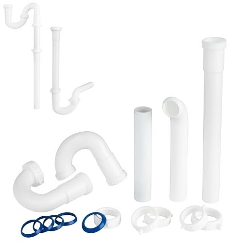 Bathroom Sink Drain Kit,for Most 1-1/4” Bathroom & Kitchen Sink Drain Repair,1-1/4” P Trap or S Trap Sink Plumbing Kit,Sink Pipe Replacement Parts