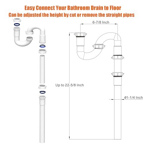 Bathroom Sink Drain Kit,for Most 1-1/4” Bathroom & Kitchen Sink Drain Repair,1-1/4” P Trap or S Trap Sink Plumbing Kit,Sink Pipe Replacement Parts
