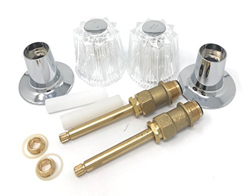 Bathtub and Shower Trim Kit for Price Pfister Compatible – Remodel/Rebuild Set with Clear Acrylic Handles, Stems, Seats & Flanges – Fits Verve & Windsor Faucets – Hot & Cold Replacement Parts