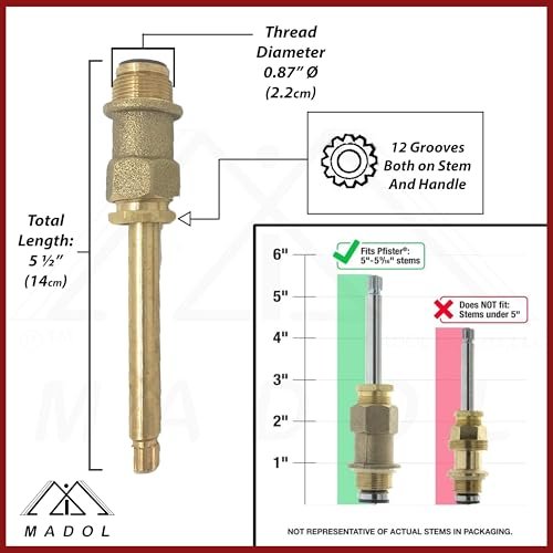 Bathtub and Shower Trim Kit for Price Pfister Compatible – Remodel/Rebuild Set with Clear Acrylic Handles, Stems, Seats & Flanges – Fits Verve & Windsor Faucets – Hot & Cold Replacement Parts