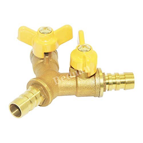 Beduan 3 Way Shut Off Ball Valve, 3/8" Hose Barb 2 Switch Brass Y Shaped Valve