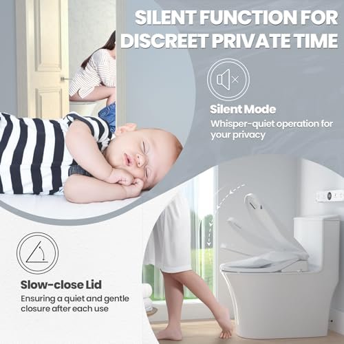 Bidet Toilet Seat Elongated, Smart Heated Toilet Seat, Instant Warm Water & Dryer, Feminine & Rear Wash, Self-Clean Nozzle, Slow Close Lid, Child/ECO/Silent Mode