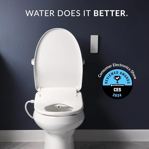 Bio Bidet BB1200 Smart Bidet Toilet Seat with App-Enabled Controls for iOs & Android, Warm Water with Air Dryer, Heated Seat with Slow Close Lid, Remote Control, Elongated, White