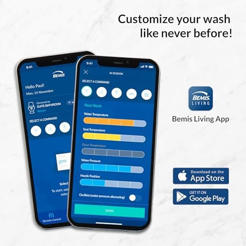 Bio Bidet BB1200 Smart Bidet Toilet Seat with App-Enabled Controls for iOs & Android, Warm Water with Air Dryer, Heated Seat with Slow Close Lid, Remote Control, Elongated, White
