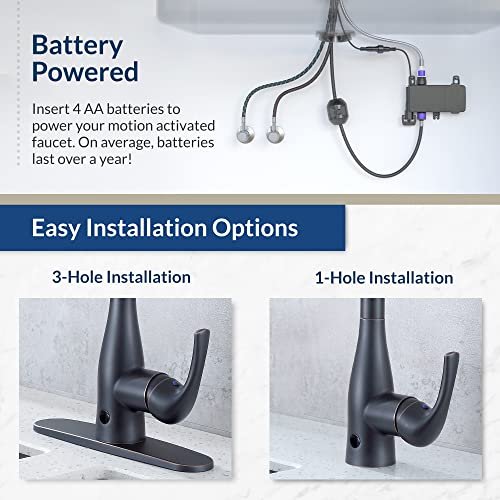 Bio Bidet FLOW Touchless Kitchen Faucet with Pull Down Sprayer, Low Single Handle, Brushed Nickel