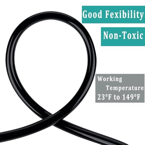 Black Vinyl Tubing 1/2” ID × 5/8” OD - 10 Feet PVC Flexible Plastic Tube Hybrid Hose, Transfer Water Air Oil for Pond Fountain Garden, Non-toxic and BPA free