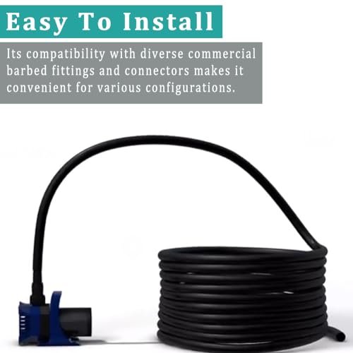 Black Vinyl Tubing 1/2” ID × 5/8” OD - 10 Feet PVC Flexible Plastic Tube Hybrid Hose, Transfer Water Air Oil for Pond Fountain Garden, Non-toxic and BPA free