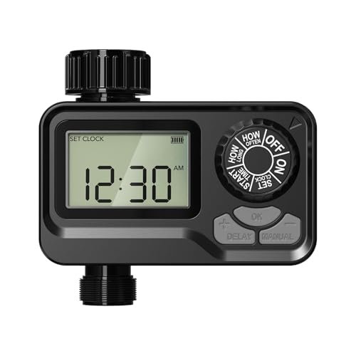 BN LINK Programmable Sprinkler Timer with Rain Delay – Waterproof Digital Water Timer for Garden Hoses, Manual & Automatic Irrigation System, 1 Outlet