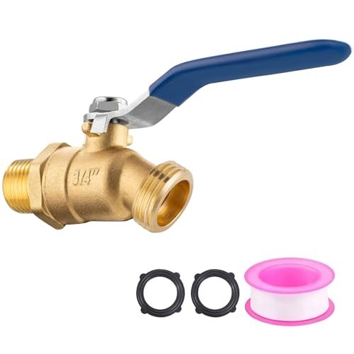 Brass 1/2" Hose Bib, Heavy Duty Outdoor Faucet, Lead-Free Outdoor Spigot 3/4" GHT Outlet x 1/2" NPT Inlet, High Flow Water Spigot with 2 Washers and 1 Teflon Tape