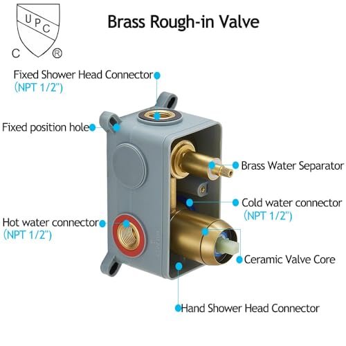 Brushed Gold Shower System 12 Inch Bathroom Luxury Rain Mixer Shower Combo Set Wall Mounted Rainfall Shower Head and Handheld System Shower Faucet Set Rough-in Valve Body and Trim Included