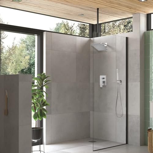 Brushed Nickel Shower System with 8'' Rainfall Shower Head, Handheld Shower head, Bathroom Luxury Rain Mixer Shower Combo Set Wall Mounted Shower Faucet Rough-in Valve and Trim Kit