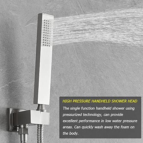 Brushed Nickel Shower System with 8'' Rainfall Shower Head, Handheld Shower head, Bathroom Luxury Rain Mixer Shower Combo Set Wall Mounted Shower Faucet Rough-in Valve and Trim Kit