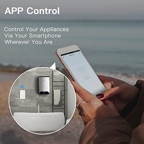 BSEED Smart Water Heater Switch,Work with Amazon Alexa,Google Assistant,WiFi Touch Switch with Smart Life APP Control and Timing Function,20A White Water Heater Switch Suitable for Bedroom,Bathroom