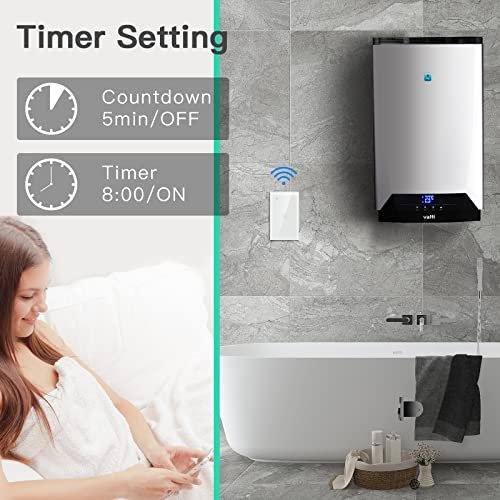 BSEED Smart Water Heater Switch,Work with Amazon Alexa,Google Assistant,WiFi Touch Switch with Smart Life APP Control and Timing Function,20A White Water Heater Switch Suitable for Bedroom,Bathroom