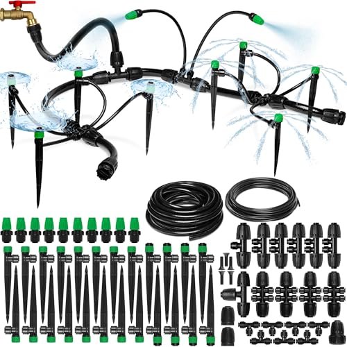 CARPATHEN Drip Irrigation System - Adjustable Quick Connect Irrigation System for Gardens up to 131ft, Raised Beds - Complete Garden Watering System - 1/4 Emitters, 1/2" and 1/4" Tubing and Connectors