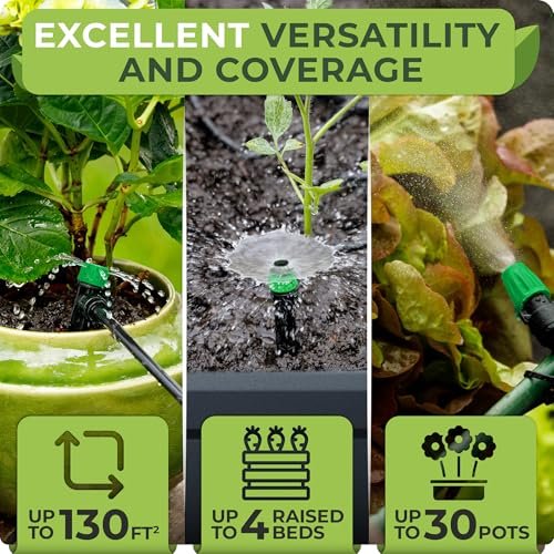 CARPATHEN Drip Irrigation System - Adjustable Quick Connect Irrigation System for Gardens up to 131ft, Raised Beds - Complete Garden Watering System - 1/4 Emitters, 1/2" and 1/4" Tubing and Connectors