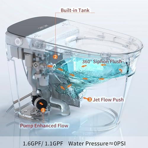 CASTA DIVA CD-U010 Smart Toilet with Bidet Built in,ADA Comfort Height, 1000 Gram MaP Flushing Score,Auto Open & Close, Dual Auto Flush,Elongated Heated Seat,Built in Tank with Powerful Flush 1.6GPF