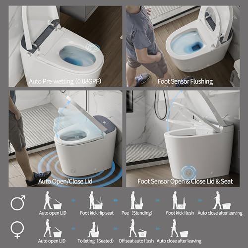 CASTA DIVA CD-U010 Smart Toilet with Bidet Built in,ADA Comfort Height, 1000 Gram MaP Flushing Score,Auto Open & Close, Dual Auto Flush,Elongated Heated Seat,Built in Tank with Powerful Flush 1.6GPF
