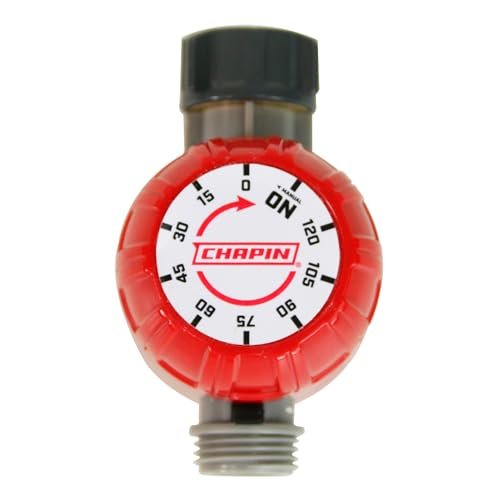 Chapin 41004: Mechanical Water Timer, Up to 120 Minutes of Watering, for Lawn and Gardens, Fits Standard Garden Hoses, Red/Gray