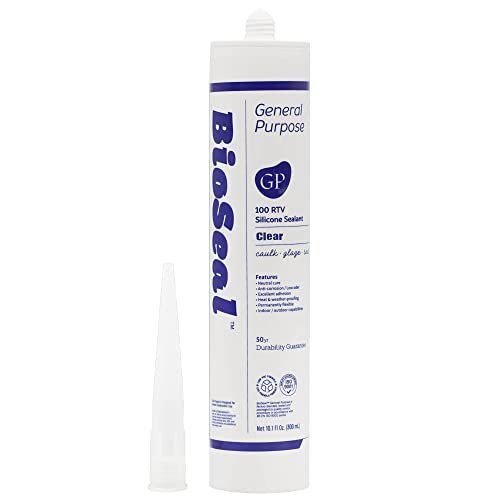 Clear BioSeal 100% Silicone Sealant Caulk General Purpose, Waterproof and Low Odor 10.1 Ounce Cartridge, Clear, (Pack of 1)