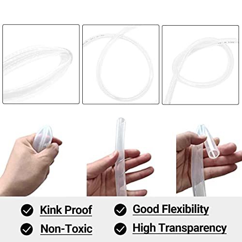 Clear Vinyl Tubing 1/2" ID × 5/8" OD -10 Ft 60PSI,Flexible Plastic Tubing,BPA Free Non-Toxic, Multipurpose Hybrid Clear Reinforced Tube with 2 Screw Clamps