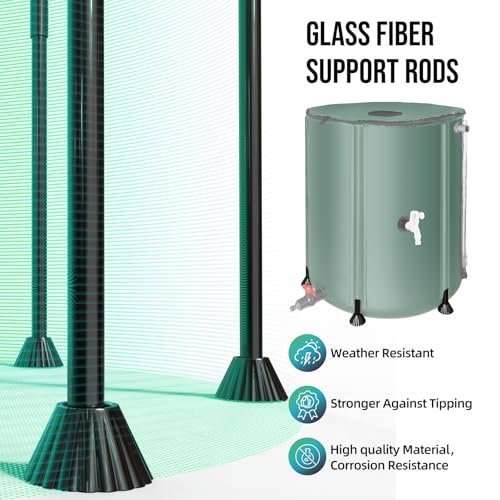 Collapsible Rain Barrel Water Collection System - 53 Gallon Portable Water Storage Tank,Foldable Rainwater Collect System Downspout, Water Catcher Container with Filter, Spigots＆Overflow Kit