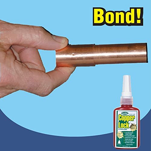 ComStar Copper Lock, No Heat Solder for Copper & Brass Pipes, Instant Leak-Proof Seal Up to 500 PSI, Handles All Refrigerants, Withstands -60°F to 300°F, 2 oz Bonding Solution for HVAC (10-800)