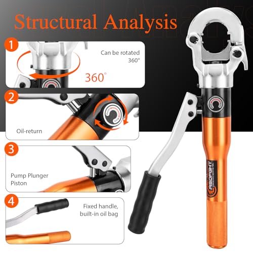 Copper Pipe Crimping Tool - with 1/2", 3/4", 1" Jaws, Copper Tube Fittings Hydraulic Pipe Crimping Tool for Pro Press, Viega Copper Pipe Fittings