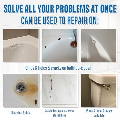 Cracked Porcelain Sink Repair Kit White, High-Gloss Porcelain Repair Kit White, Porcelain Chip Fix for Sinks, Tiles on Enamel, Acrylic, Fiberglass, Ceramic, Shower Kit & Tray