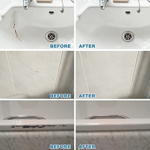 Cracked Porcelain Sink Repair Kit White, High-Gloss Porcelain Repair Kit White, Porcelain Chip Fix for Sinks, Tiles on Enamel, Acrylic, Fiberglass, Ceramic, Shower Kit & Tray