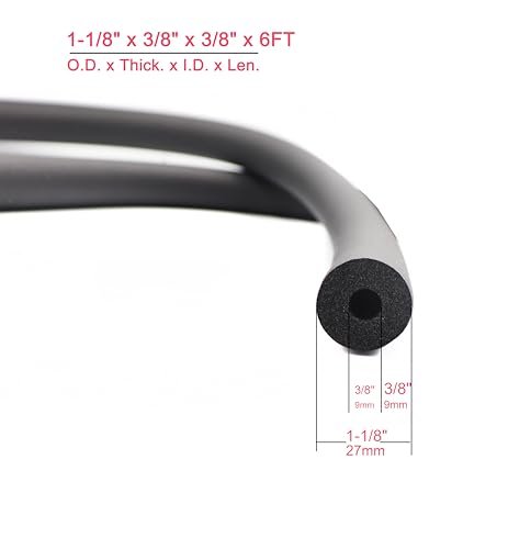 cSeao Pipe Insulation - 3/8" ID Foam Tube (6FT), AC & Guitar Stand Tubing, Hollow Pipe Cover, Exercise Machine Handle Protector and Roof Rack
