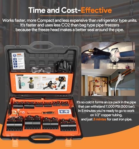 CST2 General Cold-Shot Pipe Freeze Kit - Upgraded CO2 Water Pipe Plumbing Line Freezing Repair Kit from 1/8" to 2" for Copper Steel Aluminum Cast Iron
