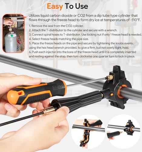 CST2 General Cold-Shot Pipe Freeze Kit - Upgraded CO2 Water Pipe Plumbing Line Freezing Repair Kit from 1/8" to 2" for Copper Steel Aluminum Cast Iron