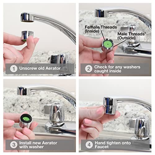 Danco 10485 Dual Thread Extra Water Saving Faucet Aerator, Green/, 1.0 GPM, Chrome