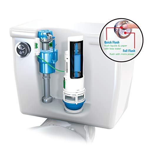 Danco HYR460 HyrdroRight Water-Saving Toilet Tank Repair Kit with Dual Flush Valve, Includes Dual Push Btton Handle in Chrome