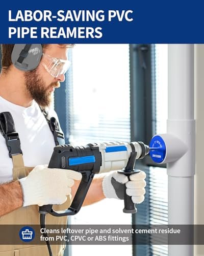 DAYDOOR PVC Pipe Reamer Kit, PVC Fitting Saver Contains 1/2'', 3/4'', 1'', 1 1/4'', 1 1/2'', 2'', 3'', 4'', Fit into Standard 1/2" Drill, for Use with Sch. 40 PVC, CPVC or ABS Fittings-8PCS