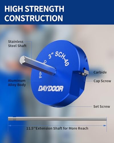 DAYDOOR PVC Pipe Reamer Kit, PVC Fitting Saver Contains 1/2'', 3/4'', 1'', 1 1/4'', 1 1/2'', 2'', 3'', 4'', Fit into Standard 1/2" Drill, for Use with Sch. 40 PVC, CPVC or ABS Fittings-8PCS