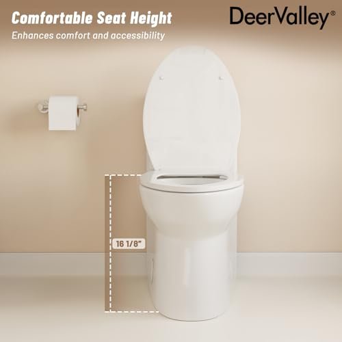 Deer Valley One Piece Toilet for Bathroom, MAP 1000g, Dual Flush 1.1/1.6 GPF, Modern Elongated Toilet with Comfort Height Soft Closing Seat, High-Efficiency & Space-Saving,12" Rough in, F52508PLUS
