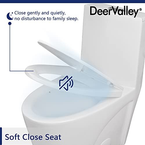DeerValley Elongated One Piece Toilet for Bathrooms with Comfort Seat Height 17", Power Flush Toilet Bowl 1.1/1.6 GPF and 12'' Rough-In, 2102-1F01