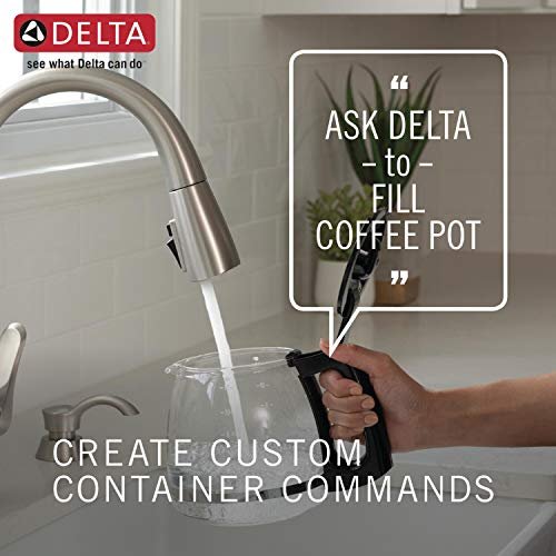 Delta Faucet Essa VoiceIQ Touchless Kitchen Faucet with Pull Down Sprayer, Smart Faucet, Alexa and Google Assistant Voice Activated, Kitchen Sink Faucet, Arctic Stainless 9113TV-AR-DST