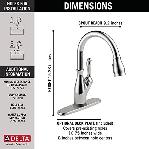 Delta Faucet Leland VoiceIQ Touchless Kitchen Faucet with Pull Down Sprayer, Smart Faucet, Alexa and Google Assistant Voice Activated, Kitchen Sink Faucet, Chrome 9178TV-DST