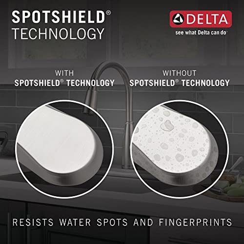Delta Keele Brushed Nickel Kitchen Faucet with Pull Down Sprayer, Modern Single Hole Kitchen Sink Faucet, Single Handle, Spotshield Stainless 19824LF-SP