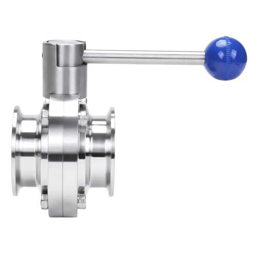 DERNORD 2 Pack 2 Inch Tri Clamp Sanitary Butterfly Valve with Pull Handle Stainless Steel 304 Tri Clamp Clover (2" Tube OD)
