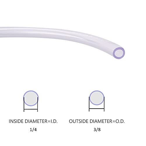 DERNORD PVC Tubing 1/4"ID X 3/8"OD Flexible Clear Vinyl Hose 10 Feet for Food Grade