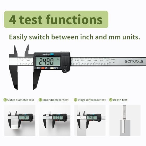 Digital Caliper 0-6" Measuring Tool, Micrometer Caliper with Auto-Off Feature, Interchangeable Between inches and millimeters for Jewelry Measurement and 3D Printing