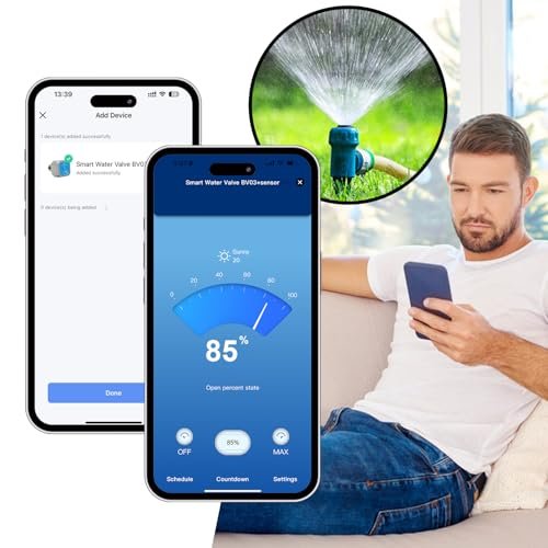 DN20 Smart Water Valve 3/4 Inch Smart Water Management System WiFi Remote Control Faucet Timer for Hose, Sprinkler Water Timer, Auto Watering for Plants , Home Water Protection Systems (DN20(3/4"))